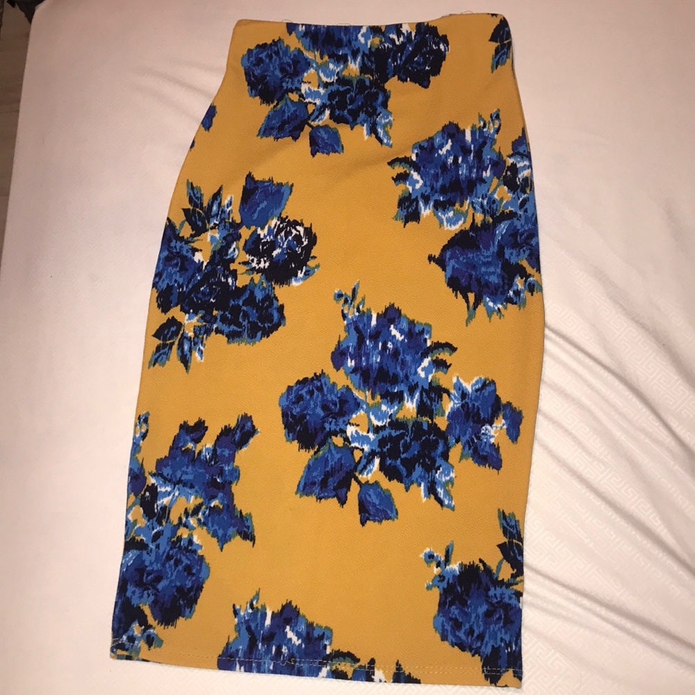 Rainbow Floral Pencil Skirt